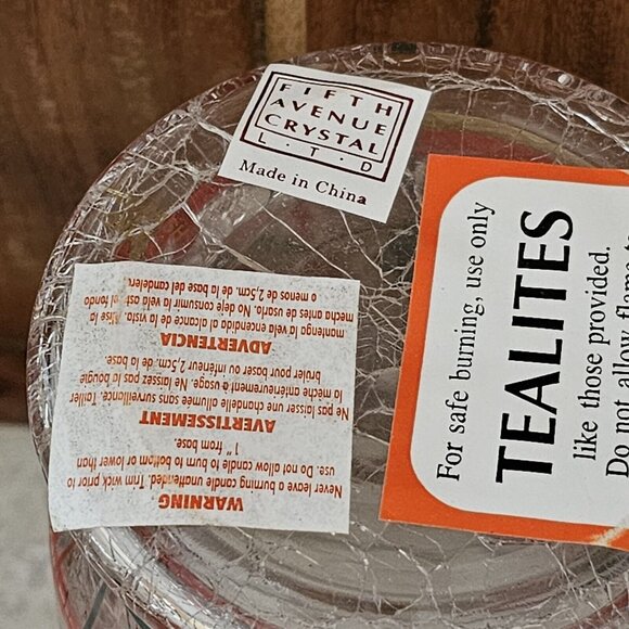 Fifth Avenue Crystal Mistletoe Hurricane Candle Holder 6" tealight votive New - Picture 13 of 15